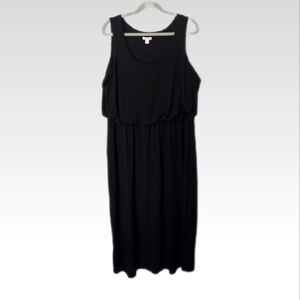 BONGO Long Maxi Tank Dress 2X Black Knit Sleeveless Bloused Top Casual Wear